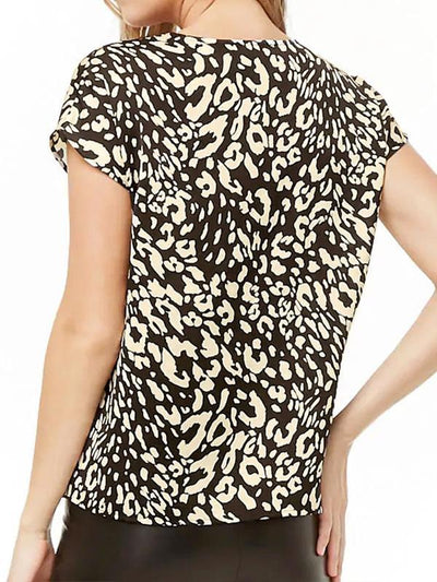 Women Chiffon Leopard Printed Short Sleeve T-shirts