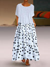 Two-piece round neck and short sleeves polka dot maxi dresses