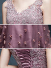 Lace Mesh Contrast Solid Color Sashes Deep V Neck Sleeveless Slip Evening Dresses