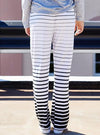 Fading Color Striped  Wide Leg Pants With Cloth Sash Tie