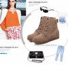 Woman Autumn Casual Tie High Leg Boots Increased Within Shoes