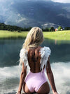 Fashion Solid color angel with wing swimwear