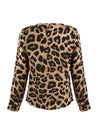 Sexy Big Leopard Printed Long Sleeve Deep V neck T-shirts