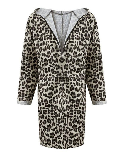 Fashion Leopard Print Hooded Woman Coats