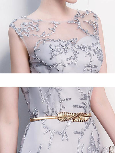 Elegant Lace Embroidery Sleeveless Evening Party Dresses