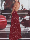Sexy v-neck neckband backless gown wave pot maxi dresses