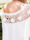 Lace patchwork slanted collar one off shoulder T-shirt