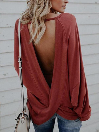 Fashion Backless Woman Long Sleeve Sweatshirt