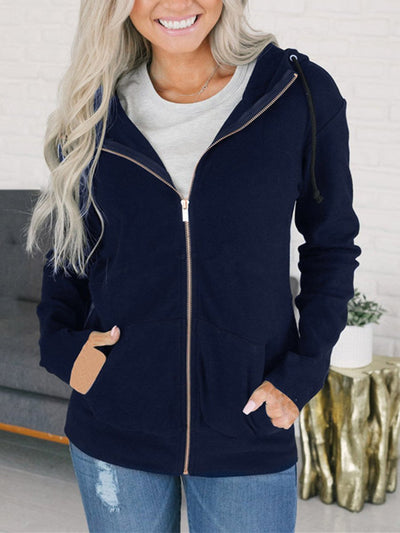 Plain Daily Casual Woman Hooded With Pockets