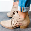 Plus Size Criss-Cross Ankle Heel Booties Hollow-out  Woman PU Boots