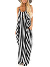 Beautiful sexy appeal condole belt joins together stripe maxi dress