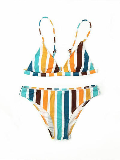 Striped Printed swimsuit bikini woman swimwear