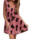 V neck leopard dress skater dresses sleeveless dress
