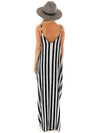 Beautiful sexy appeal condole belt joins together stripe maxi dress