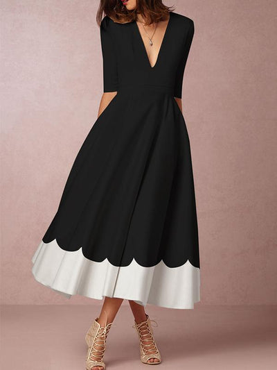 Deep V Neck Date Elegant Maxi Dress