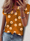 Summer flounce short sleeve Daisy printed v-neck shirt blouses