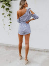 Fashion Stripe One Off Shoulder Summer Jumpsuits