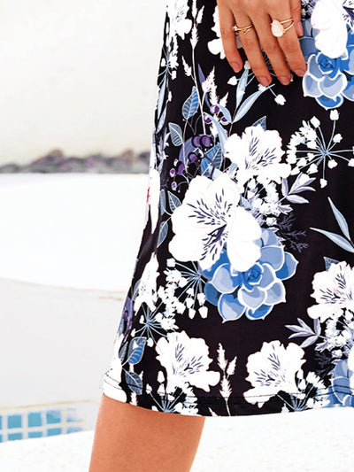 Short Sleeve Floral-Print Dresses