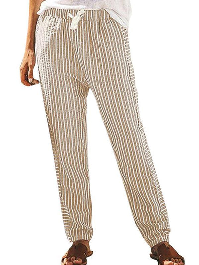 Casual Striped long fashion loose waist pants