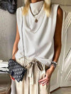 Sleeveless solid stand-up collar T-shirts Vests