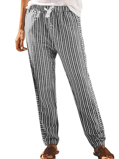 Casual Striped long fashion loose waist pants