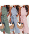 Fashion Striped Vacation Sleeveless Casual Jumpsuits
