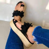Flower peep toe lady's wedge flip-flops Sandals