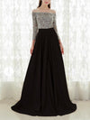 Stylish Off Shoulder Woman Sexy Long Sleeve Maxi Evening Dresses
