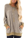 Daily Round Neck Plain Long Sleeve Woman Spring Sweatshirt