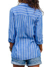Chic Stripe Printed Woman Long Sleeve Spring Blouses