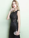 Sexy Lace Applique Sequined Sleeveless Vintage Mermaid Evening Dresses