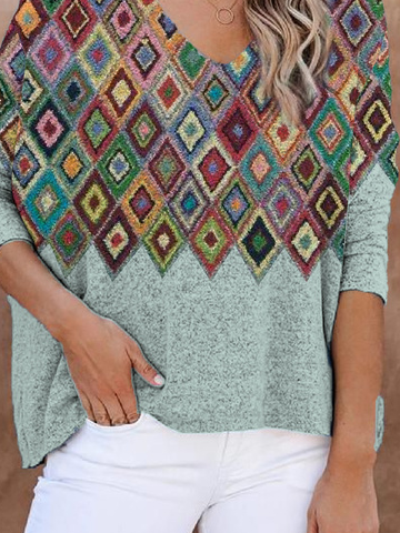 Cotton Blends Geometric T-Shirts
