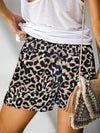 Camouflage leopard printed high waist shorts casual pants for women