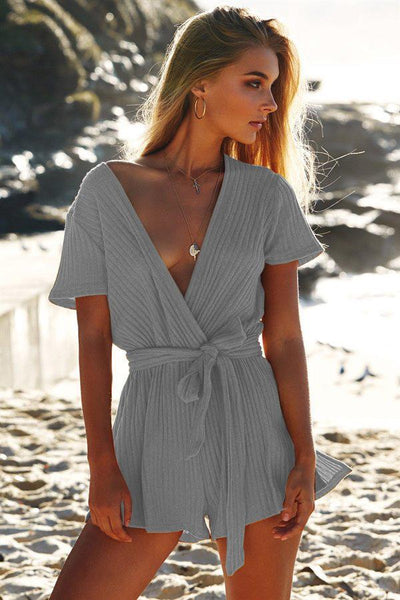 Sexy V neck Lacing Casual Jumpsuits
