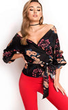 Sexy Floral V neck Lacing Blouses