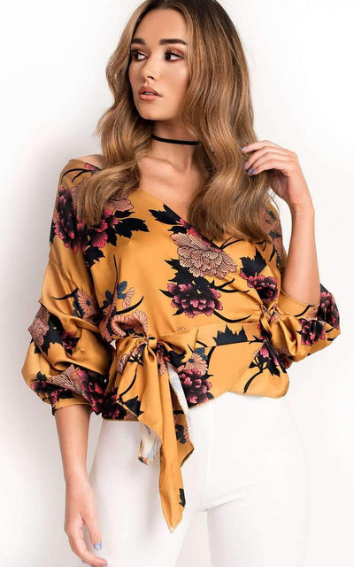 Sexy Floral V neck Lacing Blouses