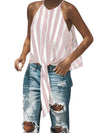 Stripe Woman Sleeveless Chic Fashion Short Vest