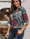Loose Leave  printed long-sleeve plus-size blouses