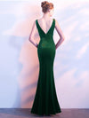Elegant Velvet Sequined V-Neck Sheath Backless Party Dresses