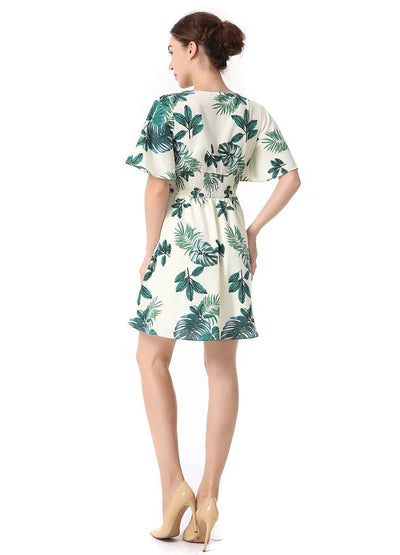 Floral Short sleeve V neck Vocation Shift Dresses