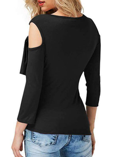 Fashion Off shoulder Sloping Lacing T-Shirts