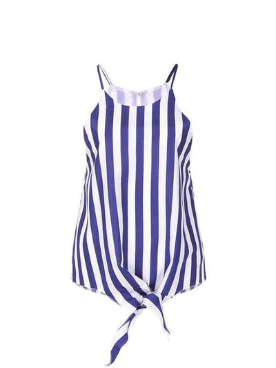 Stripe Woman Sleeveless Chic Fashion Short Vest