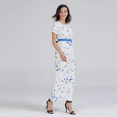 Fashion Short sleeve Floral Lacing Maxi Dresses