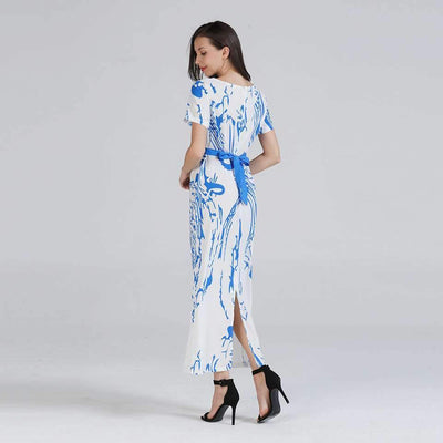 Fashion Short sleeve Floral Lacing Maxi Dresses