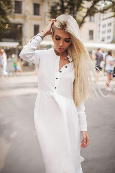 Casual Pure Long sleeve Maxi Dresses