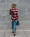 Sexy V neck Plaid Long sleeve Lacing Blouses