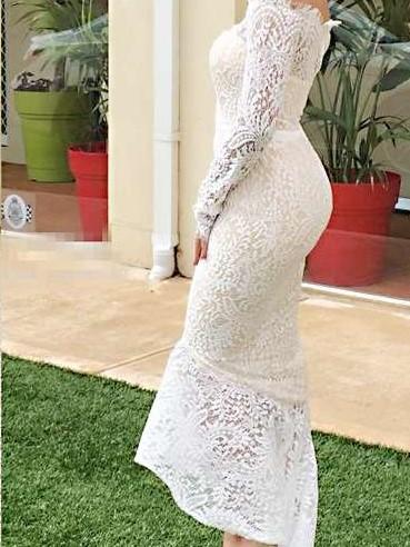 Sexy Lace Off shoulder Long sleeve Bodycon Evening Dresses