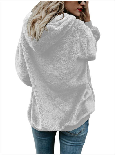 Women Fashion Pure Plush Hoodies & Sweatshirts