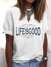 Short Sleeve Letter Printed Cotton-Blend Word Printed T-Shirts