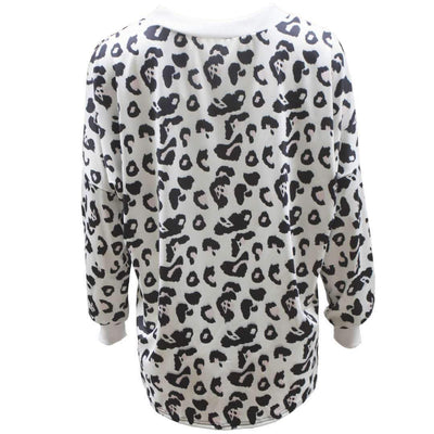 Round Collar Leopard Print Long Sleeve Sweaters